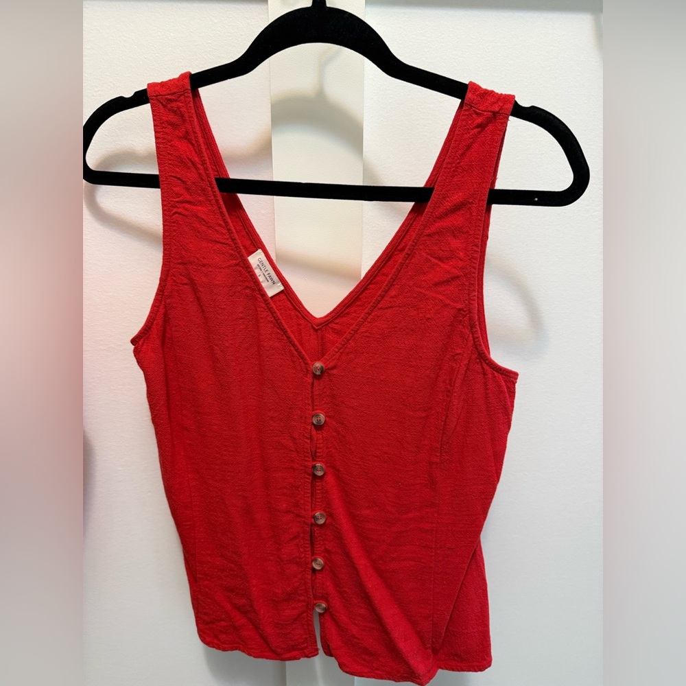 Red Button-Front Tank Top - Women